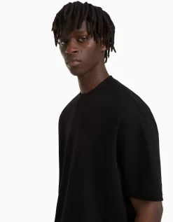 BERSHKA Camiseta manga corta interlock Negro Flash Sale