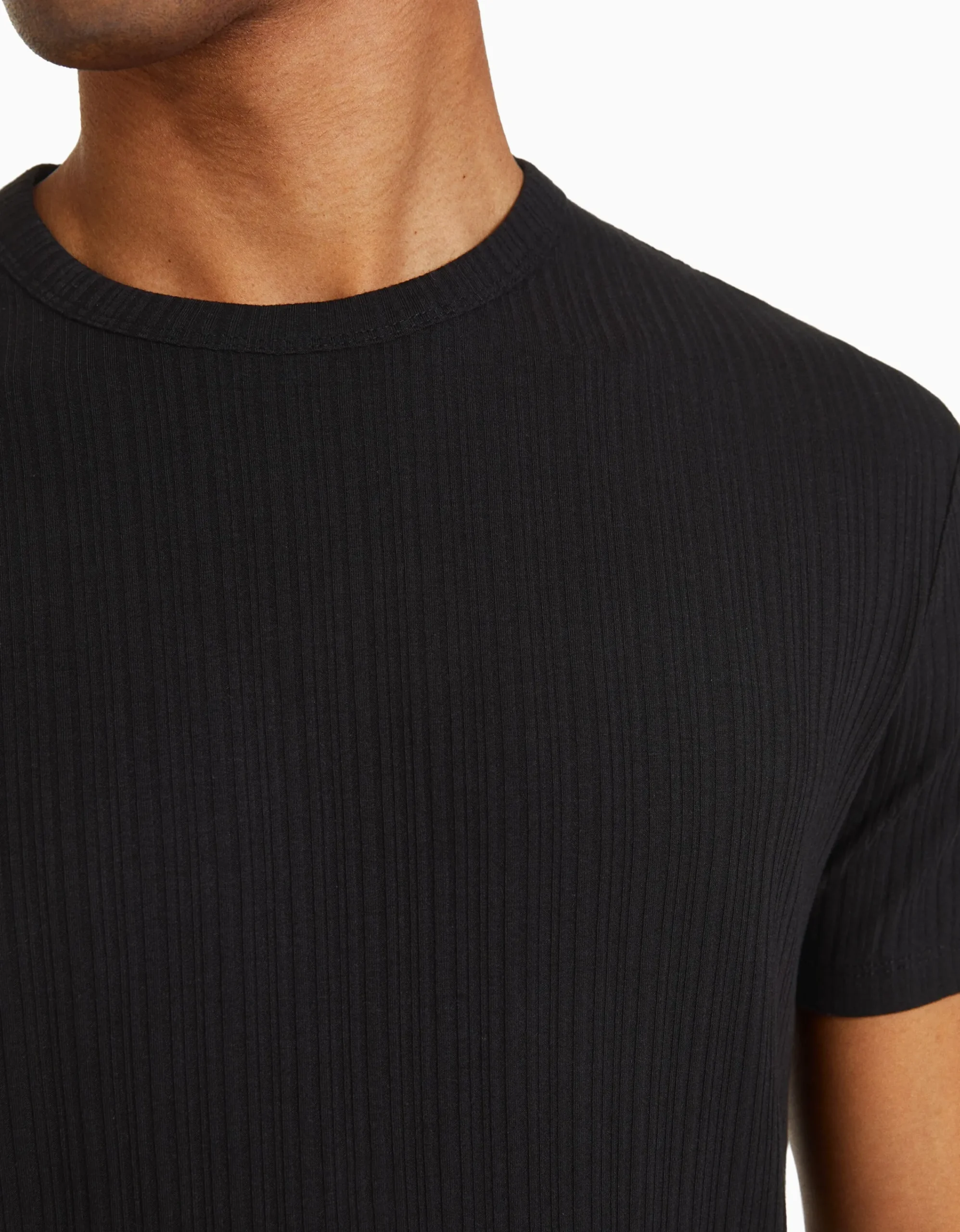 BERSHKA Camiseta manga corta muscle fit canalé Blanco roto Online