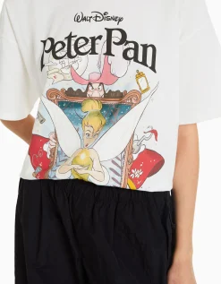 BERSHKA Camiseta manga corta print Peter Pan Blanco Best