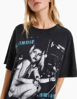 BERSHKA Camiseta manga corta print Blondie Negro Discount