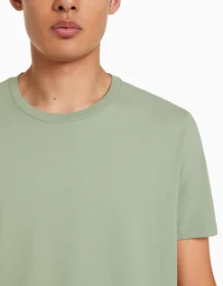 BERSHKA Camiseta manga corta regular fit Verde Best Sale