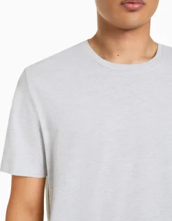 BERSHKA Camiseta manga corta regular fit Gris Cheap