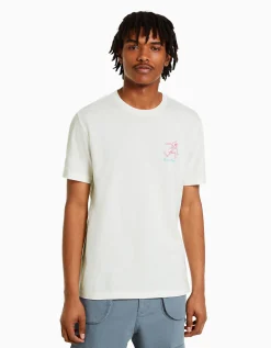 BERSHKA Camiseta manga corta regular fit print RickMorty Blanco Best