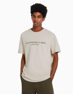 BERSHKA Camiseta manga corta regular fit 24h LE MANS Camel Best Sale