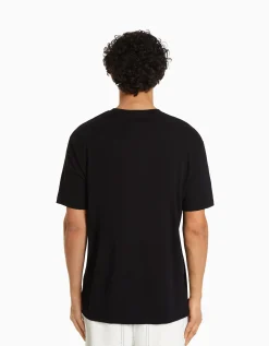 BERSHKA Camiseta manga corta regular fit Negro New