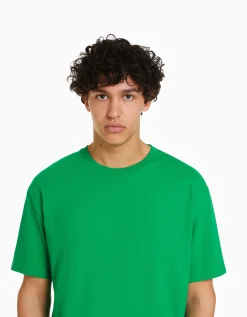 BERSHKA Camiseta manga corta regular fit Verde Best