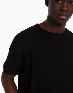 BERSHKA Camiseta manga corta textura Camel Sale