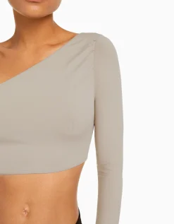 BERSHKA Camiseta manga larga asimétrica Negro Best Sale
