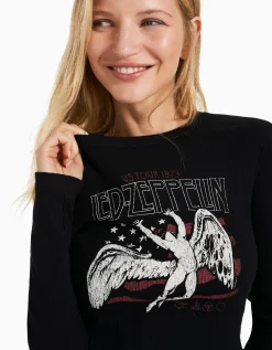 BERSHKA Camiseta manga larga Led Zeppelin Negro Best Sale