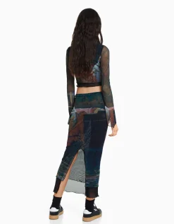 BERSHKA Camiseta manga larga print Art Series Negro Shop