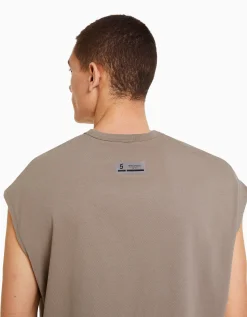 BERSHKA Camiseta sin mangas oversize Gris Store