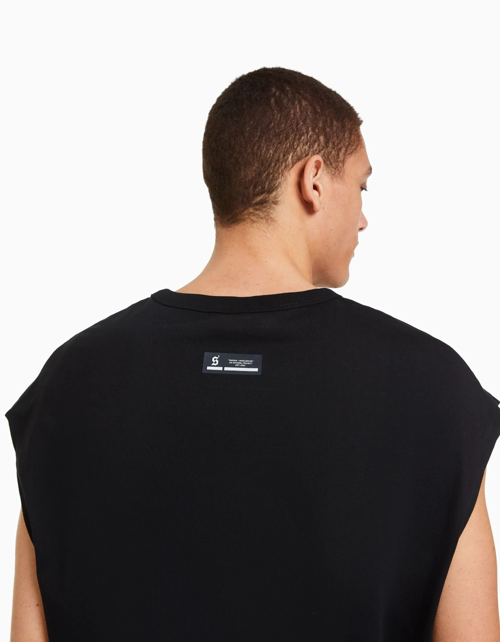 BERSHKA Camiseta sin mangas oversize Negro Discount
