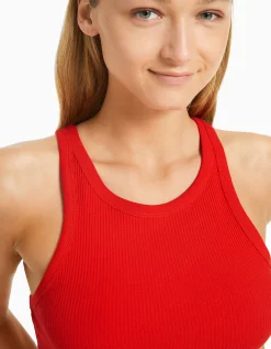 BERSHKA Camiseta sin mangas rib Rojo Best Sale