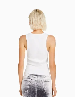 BERSHKA Camiseta sin mangas rib Gris Best Sale