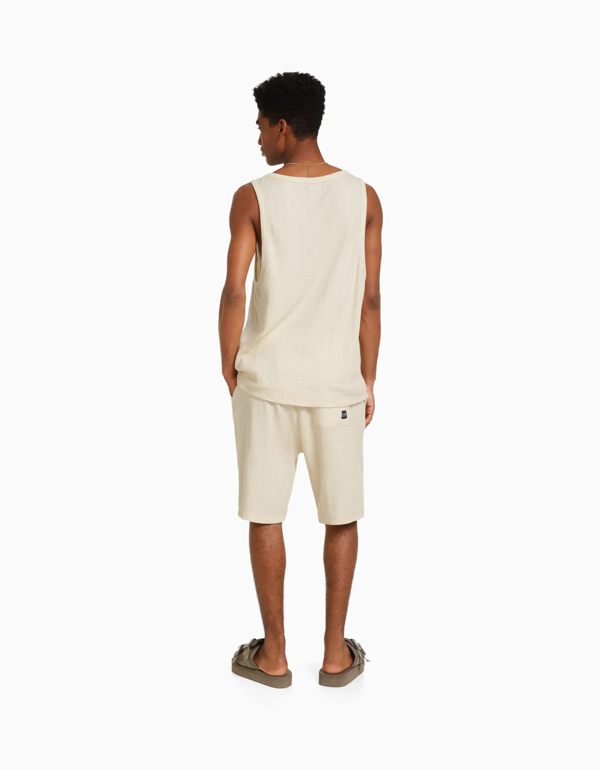 BERSHKA Camiseta sin mangas worker fit Blanco roto Best Sale