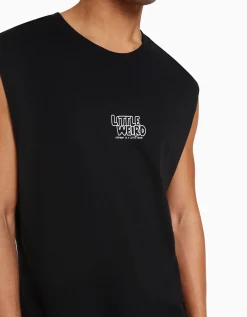 BERSHKA Camiseta sin mangas worker fit Blanco Cheap