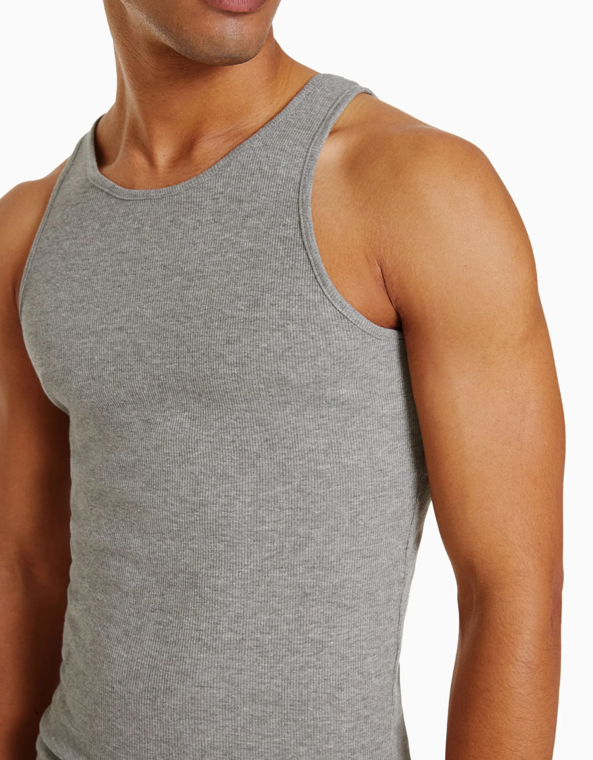 BERSHKA Camiseta tirantes rib Gris Fashion