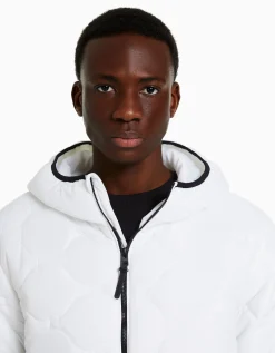 BERSHKA Cazadora acolchada ligera Blanco Best