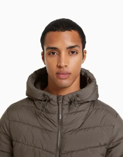 BERSHKA Cazadora acolchada ligera Azul Hot