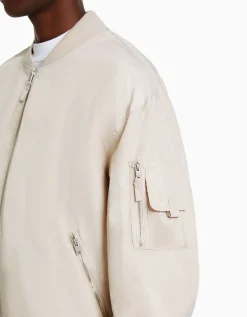 BERSHKA Cazadora bomber ligera Turquesa New