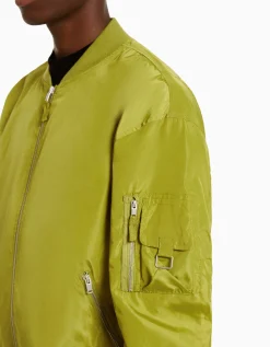 BERSHKA Cazadora bomber ligera Turquesa Cheap