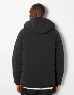 BERSHKA Cazadora canguro acolchada Negro Discount
