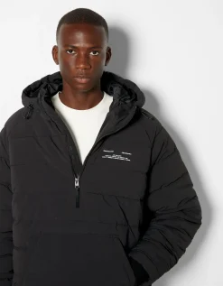 BERSHKA Cazadora canguro acolchada Negro Discount