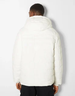 BERSHKA Cazadora canguro acolchada Blanco New