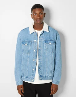 BERSHKA Cazadora denim forro borreguillo Azul Best Sale