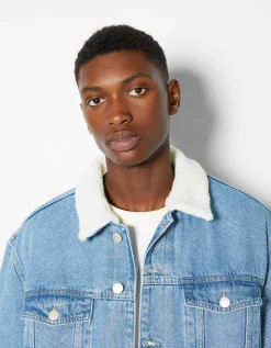 BERSHKA Cazadora denim forro borreguillo Azul Best Sale