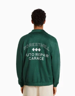BERSHKA Cazadora efecto ante bordado Verde Flash Sale