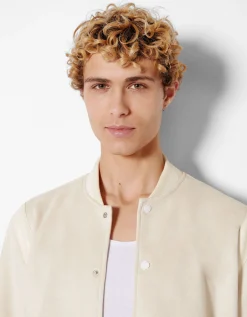 BERSHKA Cazadora efecto ante detalle polipiel Crudo Cheap