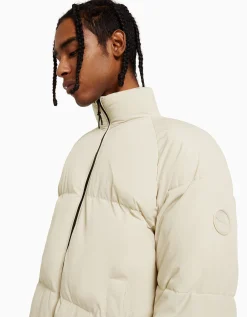 BERSHKA Cazadora puffy Blanco roto Sale