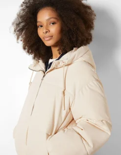 BERSHKA Cazadora puffy oversize capucha Marrón Best