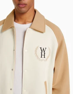 BERSHKA Cazadora tejido contraste Camel Clearance