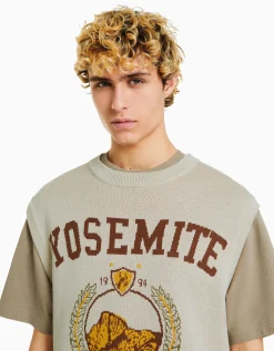 BERSHKA Chaleco punto intarsia Crudo Best