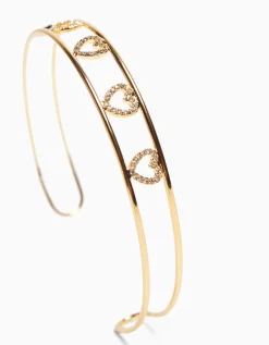 BERSHKA Choker rígido corazones pedrería Oro New