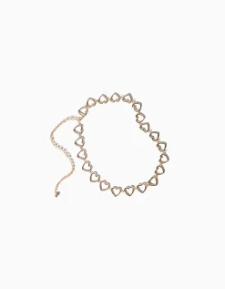 BERSHKA Cinturón cadena corazón Oro Discount