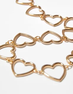 BERSHKA Cinturón cadena corazón Oro Discount