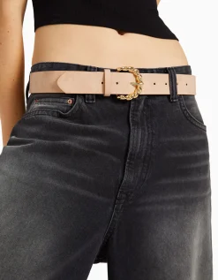 BERSHKA Cinturón detalle hebilla Camel Hot