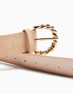 BERSHKA Cinturón detalle hebilla Camel Hot