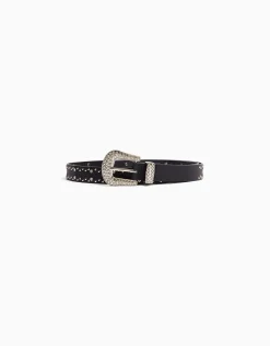 BERSHKA Cinturón tachas strass Blanco Store