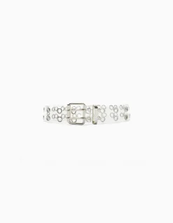 BERSHKA Cinturón transparente eyelets doble Crudo Outlet