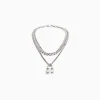 BERSHKA Collar candado Plata Best Sale