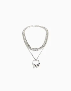 BERSHKA Collar colgante Plata New
