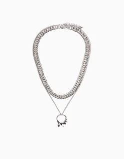 BERSHKA Collar colgante Plata New