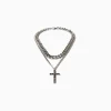 BERSHKA Collar cruz Plata Best Sale