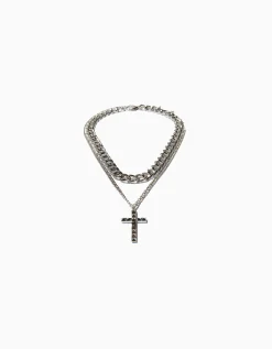 BERSHKA Collar cruz Plata Best Sale