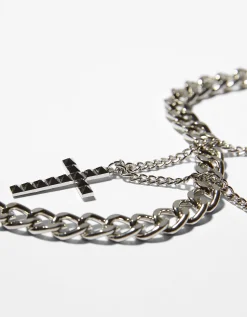 BERSHKA Collar cruz Plata Best Sale