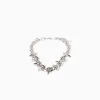 BERSHKA Collar pinchos efecto perlas Plata Cheap